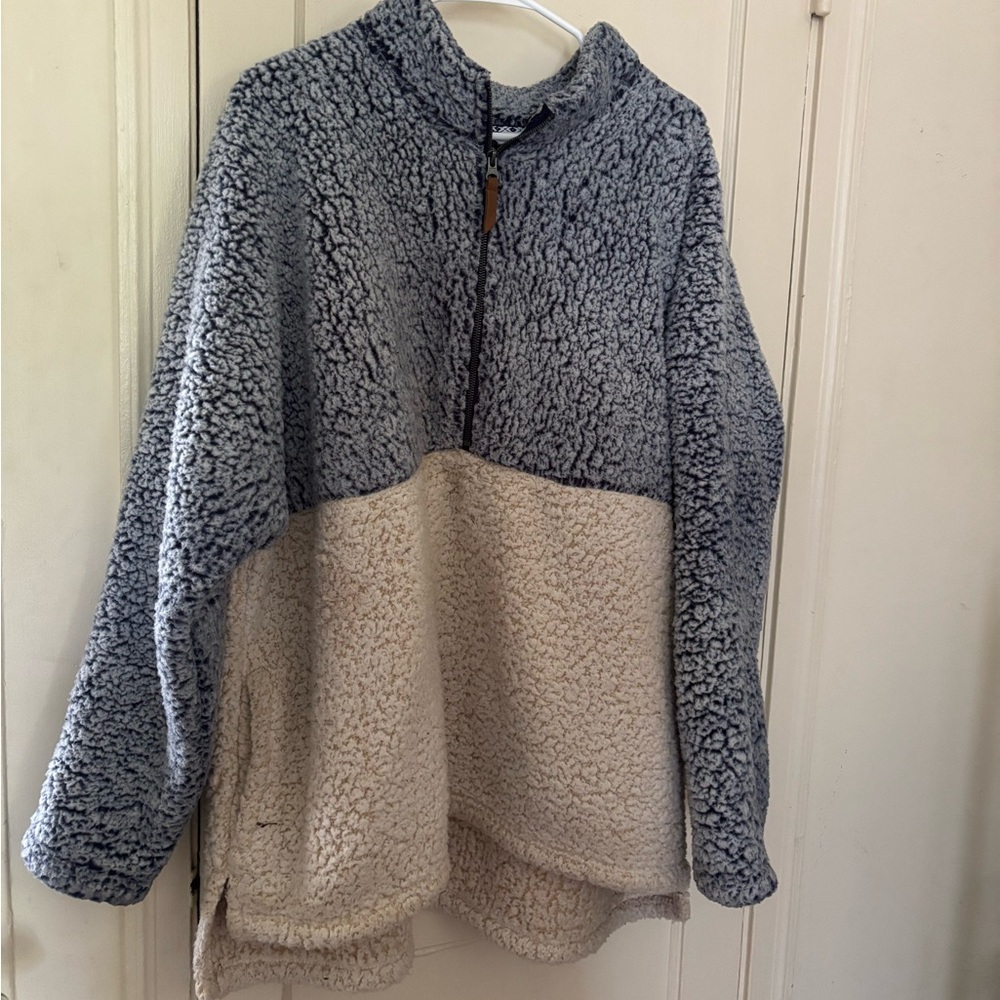 Time and Tru Gray and Cream Cowl Neck Sweater